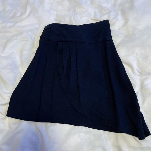 vintage zara asymmetrical navy blue layered skirt with bow tie at back - Picture 4 of 4